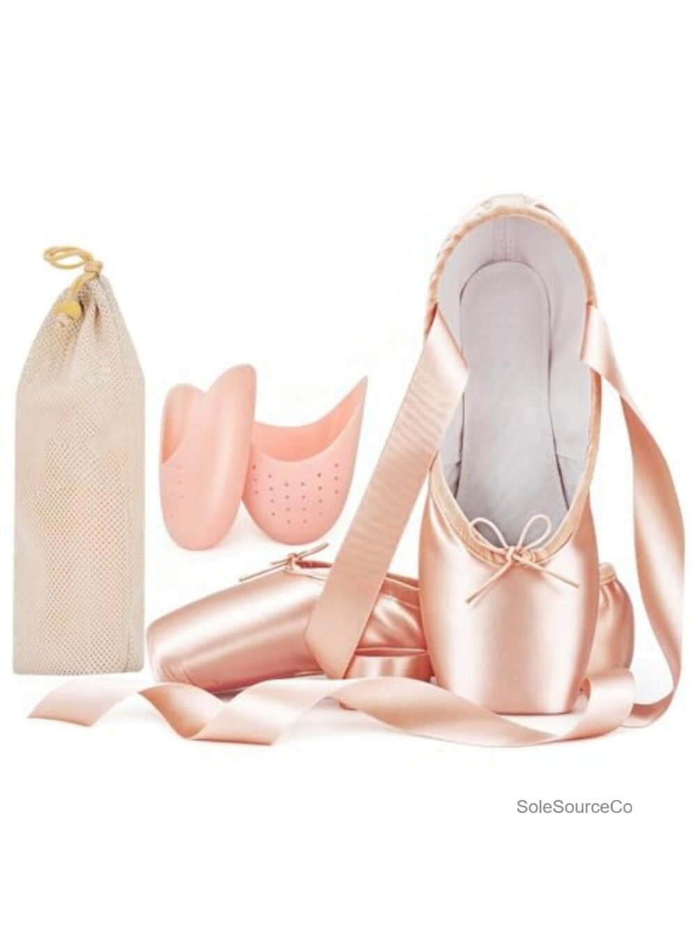 Ballet Pointe Shoes with Toe Pads & Mesh Bag Satin Dance